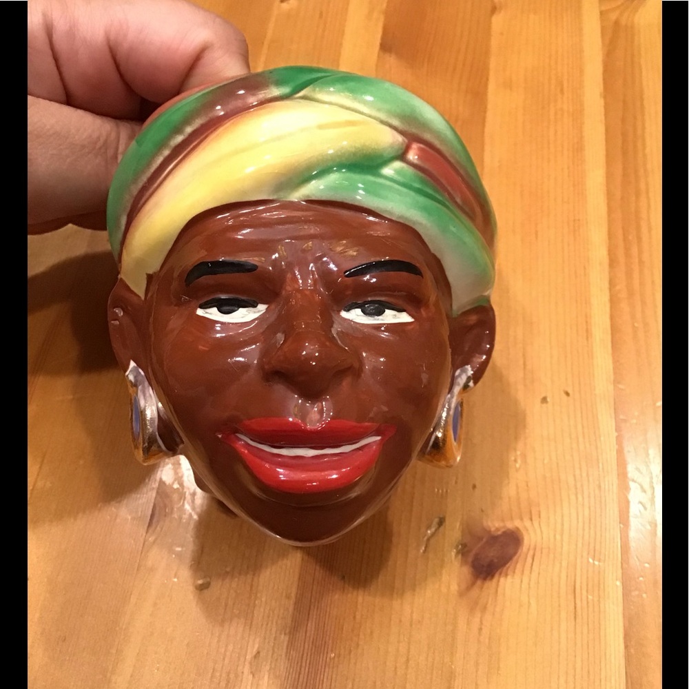 VINTAGE JOAN LEA AMERICANA LADY HEAD VASE AFRICAN AMERICAN NUBIAN GODDESS